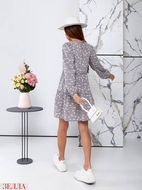 Сукня-міні з квітковим візерунком в розмірі 42, 44, 46, колір сірий.