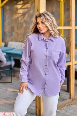 Жіноча сорочка із довгим рукавом, універсальний розмір 48-52, лавандовий колір