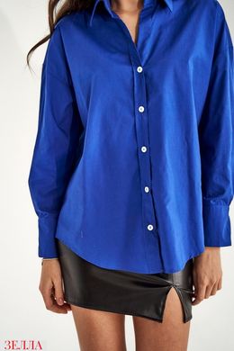 Хлопковая рубашка оверсайз в трендовых оттенках, размер универсальный 42-48, цвет электрик