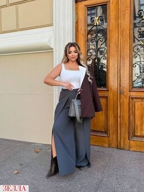 Брюки з імітацією запаху в розмірі 46-48, 50-52, 54-56, 58-60, колір графіт.