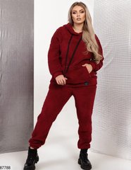Уютный спортивный костюм из плюшевой махры стрейч цвет бордовый размеры 48-52, 54-56, 58-62