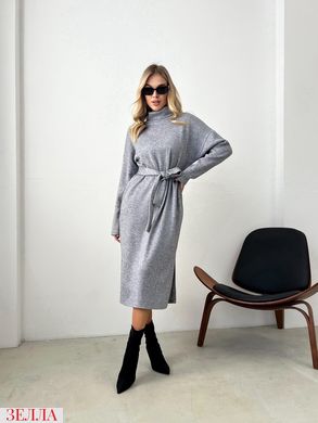 Тепла сукня з високою горловиною в розмірі 42-44, 46-48, 50-52, колір сірий меланж.