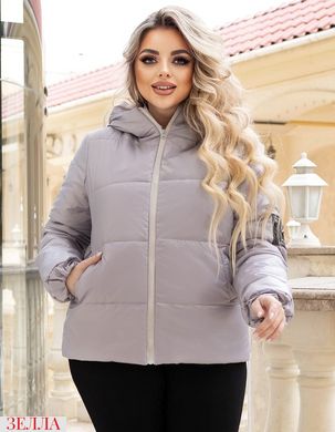 Коротка жіноча утеплена куртка вільного фасону, колір сірий у розмірі 48-50, 52-54, 56-58, 60-62