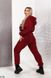Затишний спортивний костюм із плюшевої махри стрейч колір бордовий розміри 48-52, 54-56, 58-62