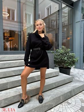 В'язана сукня-светр міні в універсальному розмірі 42-48, колір чорний.