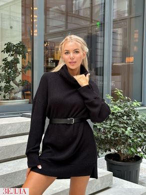В'язана сукня-светр міні в універсальному розмірі 42-48, колір чорний.