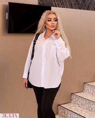 Біла жіноча сорочка оверсайз з дизайнерським принтом у розмірах 48-52, 54-58, 60-62