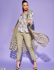 Женский котоновый костюм тройка брюки+блузка+жилет в размере 50, 52, 54, 56