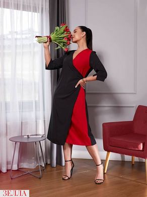 Двоколірна сукня з кишенями в розмірі 48-52, 54-56, 58-60, колір чорний/червоний.