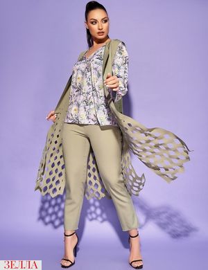Жіночий котоновий костюм трійка штани+блузка+жилет у розмірі 50, 52, 54, 56