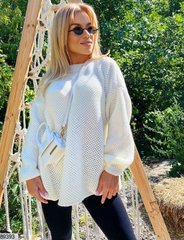 Жіночий однотонний светр турецької в'язки з вовняною ниткою (50% акрил, 50% вовна) колір молочний в універсальному розмірі 42-46