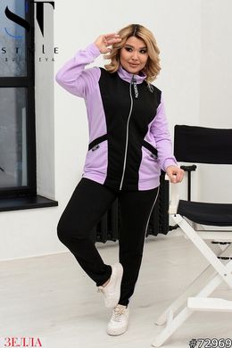 Жіночий спортивний костюм, великого розміру 48-50, 52-54, 56-58, у модній комбінації кольорів чорний/ліловий