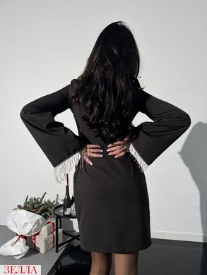Сукня з металевою бахромою на рукавах в розмірі 42-44, 44-46, колір чорний.