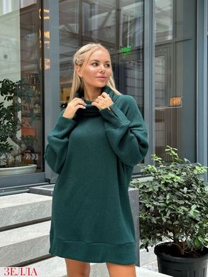В'язана сукня-светр міні в універсальному розмірі 42-48, колір зелений смарагд.