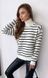 Теплий смугастий светр з горловиною в стилі оверсайз в універсальному розмірі 42-46, колір білий.