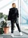 Жіночий утеплений спортивний велюровий однотонний костюм трійка кофта+штани+жилетка колір чорний розміри 42-44, 46-48