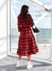Жіноча тепла трикотажна сукня колір червоний/чорна клітинка, розмір 42-44, 46-48, 50-52