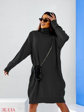 Тепла в'язана сукня в універсальному розмірі 42-46, колір чорний.