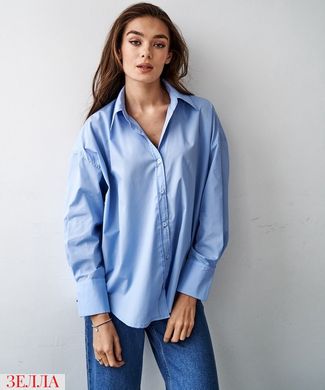 Бавовняна сорочка оверсайз у трендовий відтінках, розмір універсальний 42-48, колір блакитний