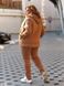 Жіночий утеплений спортивний однотонний костюм трійка кофта+штани+жилетка з трикотажної тканини з начосом колір бежевий розміри 50-52, 54-56