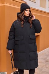 Оверсайз куртка на зиму в розмірі 46, 48, 50, 52, 54, колір чорний.