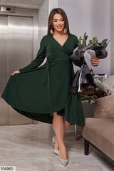 Блискуча сукня на запах в розмірі 50-52, 54-56, колір зелений.