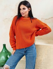 Жіночий в'язаний однотонний светр з бавовни, колір помаранчевий в універсальному розмірі 42-46