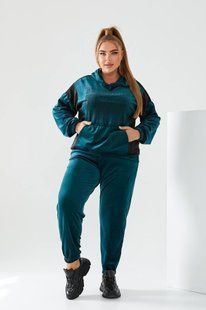 Спортивний костюм з велюру в розмірі 48-50, 52-54, 56-58, колір смарагд.