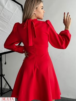 Лаконічна сукня під шию з рукавами фонариками, розміри 42-44, 46-48, колір червоний