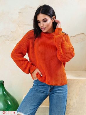 Жіночий в'язаний однотонний светр з бавовни, колір помаранчевий в універсальному розмірі 42-46