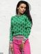 Женский вязаный свитер из хлопковой ткани цвет зеленый/белый в универсальном размере 42-46