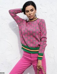 Жіночий в'язаний светр із бавовняної тканини колір рожевий/зелений в універсальному розмірі 42-46