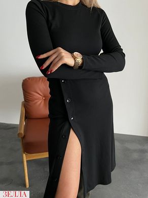 Жіноча однотонна сукня у рубчик колір чорний у розмірі 42-44, 44-46