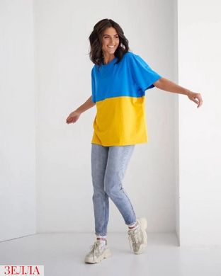 Женская патриотическая футболка в цветах украинского флага, размеры 42-46, 48-52