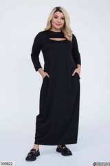Сукня в стилі бохо з вирізом на декольте в розмірі 48-52, 54-58, колір чорний.