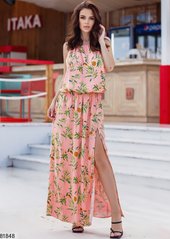 Літня сукня кольору пудра з бавовни в універсальному розмірі 42-46