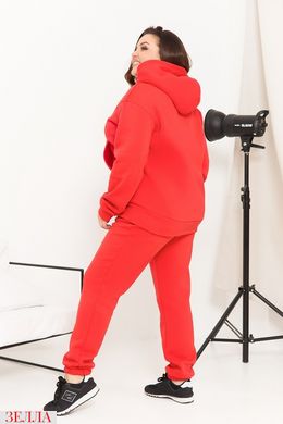 Комфортний жіночий спортивний костюм тринитка у великих розмірах, колір червоний