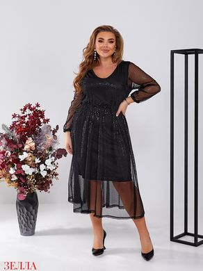Розкішна сукня з євросітки з підкладкою в розмірі 50-52, 54-56, 58-60, колір чорний.