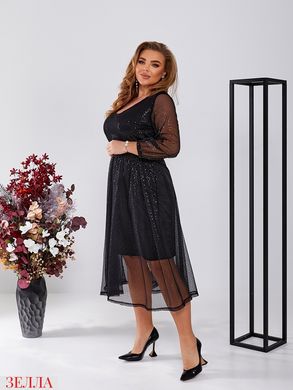 Розкішна сукня з євросітки з підкладкою в розмірі 50-52, 54-56, 58-60, колір чорний.
