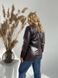 Демисизонная комбинированная женская куртка на подкладке, эко-кожа стрейч/замш стрейч, цвет шоколадный, размеры 48-50, 52-54, 56-58