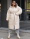 Зимовий жіночий пуховик-ковдра оверсайз з капюшоном бежевого кольору в розмірі 48-52, 54-58