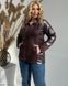 Демісизонна комбінована жіноча куртка на підкладці, екошкіра стрейч/замш стрейч, колір шоколадний, розміри 48-50, 52-54, 56-58