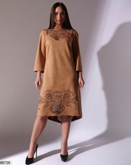 Лаконічне замшева плаття кольору мокко великих розмірів ( 50-52, 54, 56 ).