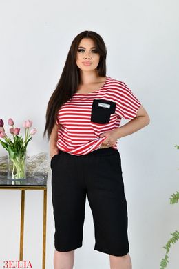 Костюм з шортами в розмірі 48-50, 52-54, 56-58, колір шорт-чорний, футболка- червоний