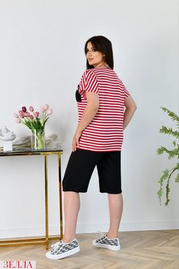 Костюм з шортами в розмірі 48-50, 52-54, 56-58, колір шорт-чорний, футболка- червоний