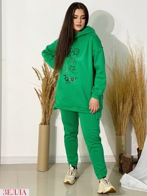 Спортивный костюм оверсайз с удлиненными худи, размеры 42-44, 46-48, 50-52, 54-56, 58-60 цвет зеленый