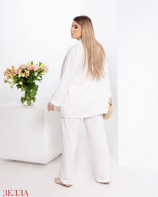 Брючний жіночий костюм, від магазину ЗЕЛЛА, великого розміру 50-52, 54-56 у ніжному білому кольорі