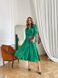 Атласна сукня на запах в розмірі 42, 44, 46, колір зелений.