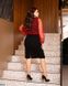 Однотонна чорна сукня середньої довжини – міді декор сітка флок червоного кольору у розмірі 46-48, 50-52, 54-56