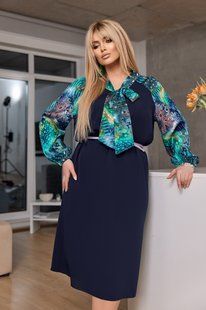 Неймовірна сукня з елегантним бантом, у розмірі 50, 52, 54, 56, 58, колір темно-синій